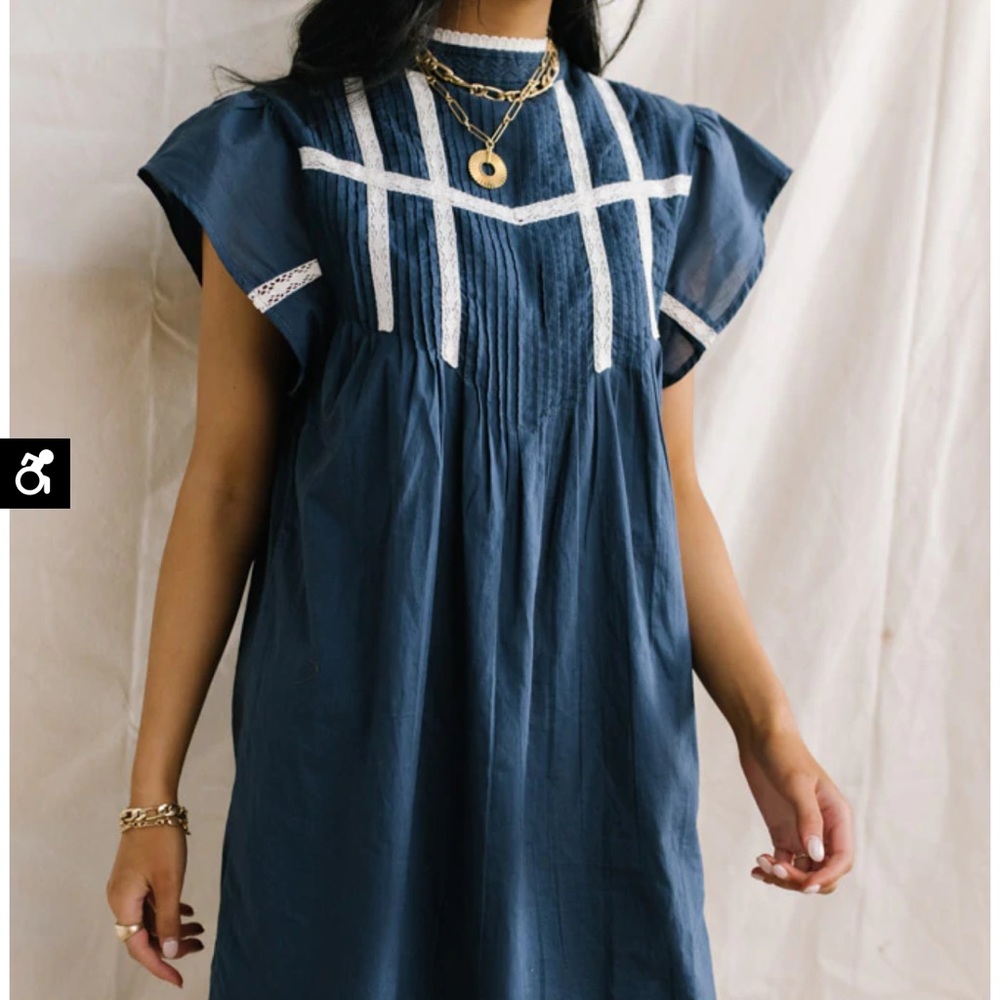NWT Bohme Mock Neck Lace Trim Dress (long sleeve) Size S - Picture 6 of 14